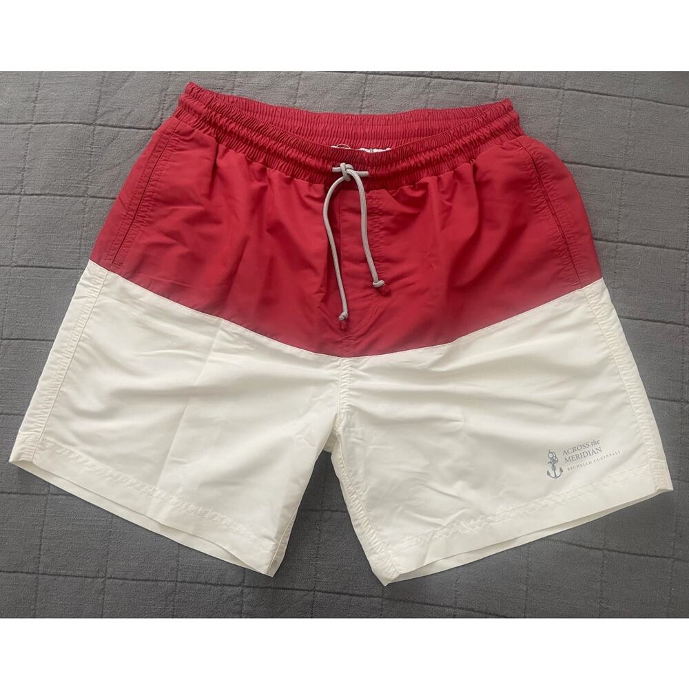 $695 NWT Brunello Cucinelli Ginger Relaxed Silhouette Colorblock Swim Shorts S